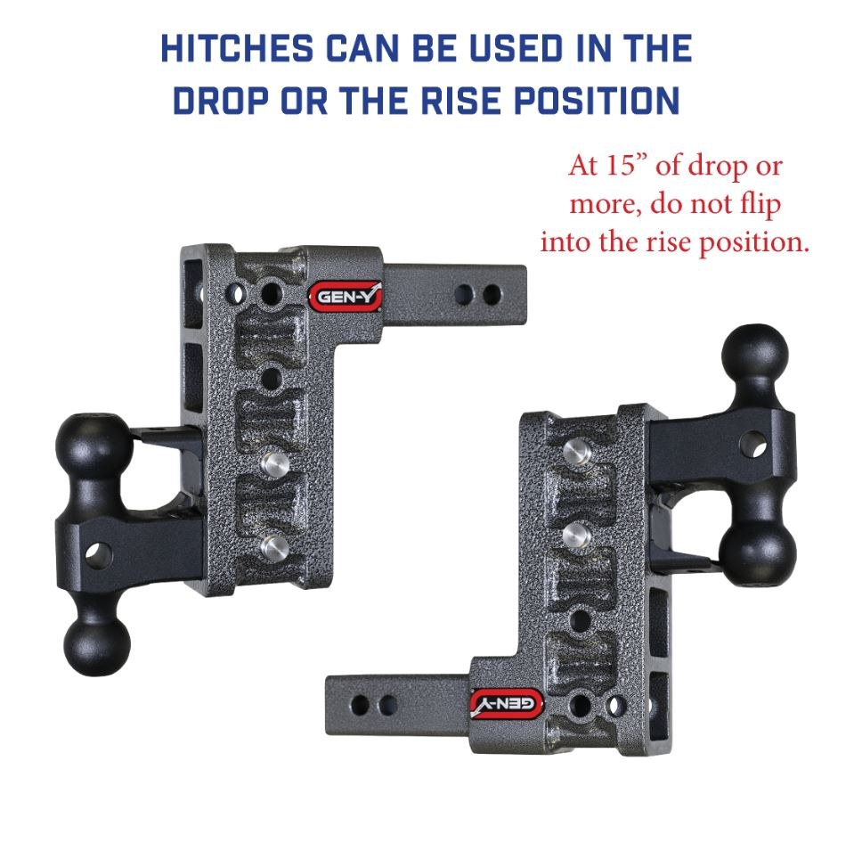 Gen-Y Hitch Trailer Hitch Ball Mount, Mega-Duty, Fits 2-1/2 Inch Receiver, 21000 Gross Trailer Weight, Adjustable, Non-Stowable, 6 Inch Drop – GH-613