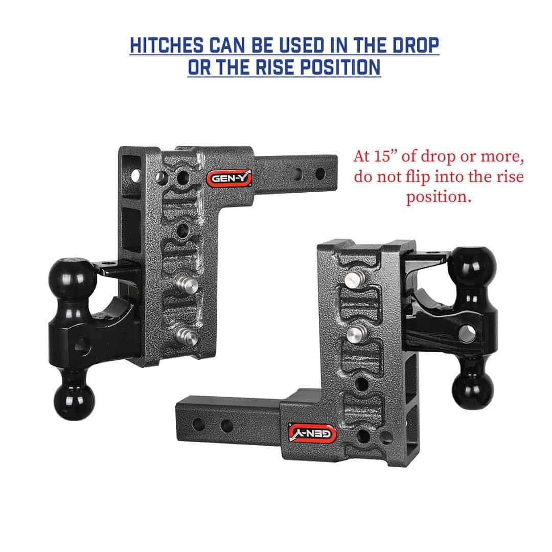 Gen-Y Hitch Trailer Hitch Ball Mount, Mega-Duty, Fits 2-1/2 Inch Receiver, 21000 Gross Trailer Weight, Adjustable, Non-Stowable, 12 Inch Drop – GH-615