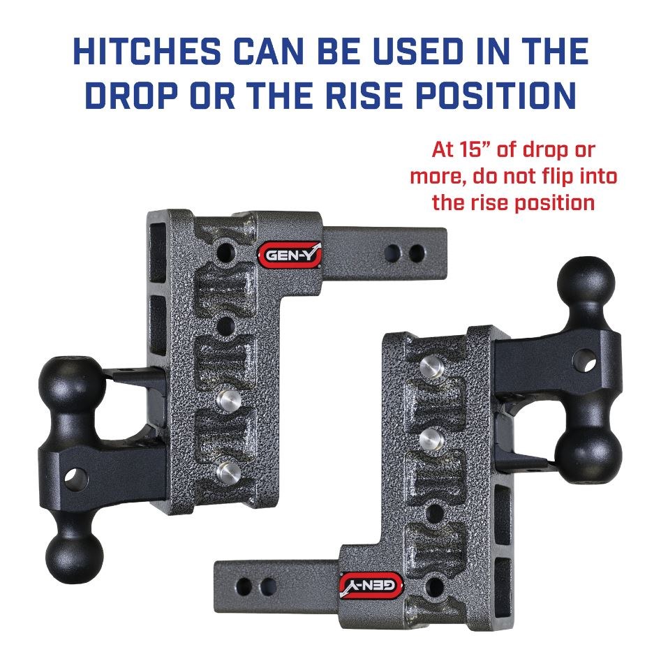 Gen-Y Hitch Trailer Hitch Ball Mount, Fits 2-1/2 Inch Receiver, 21000 Gross Trailer Weight, Adjustable, Non-Stowable, 10 Inch Drop Inch Rise – GH-625