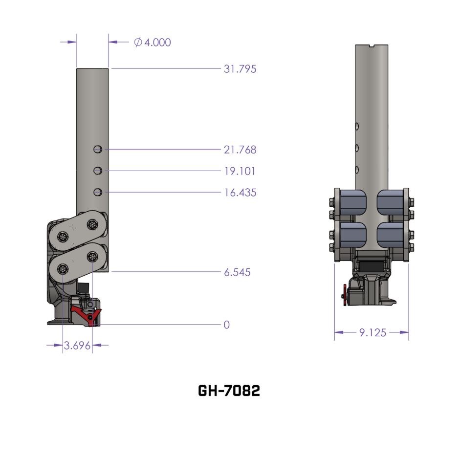 Gen-Y Hitch Gooseneck Trailer Coupler, Spartan™, 2-1/2 Inch Offset, 4 Inch Round Tube, 2-5/16 Inch Coupler, 25000 Gross Trailer Weight – GH-7082