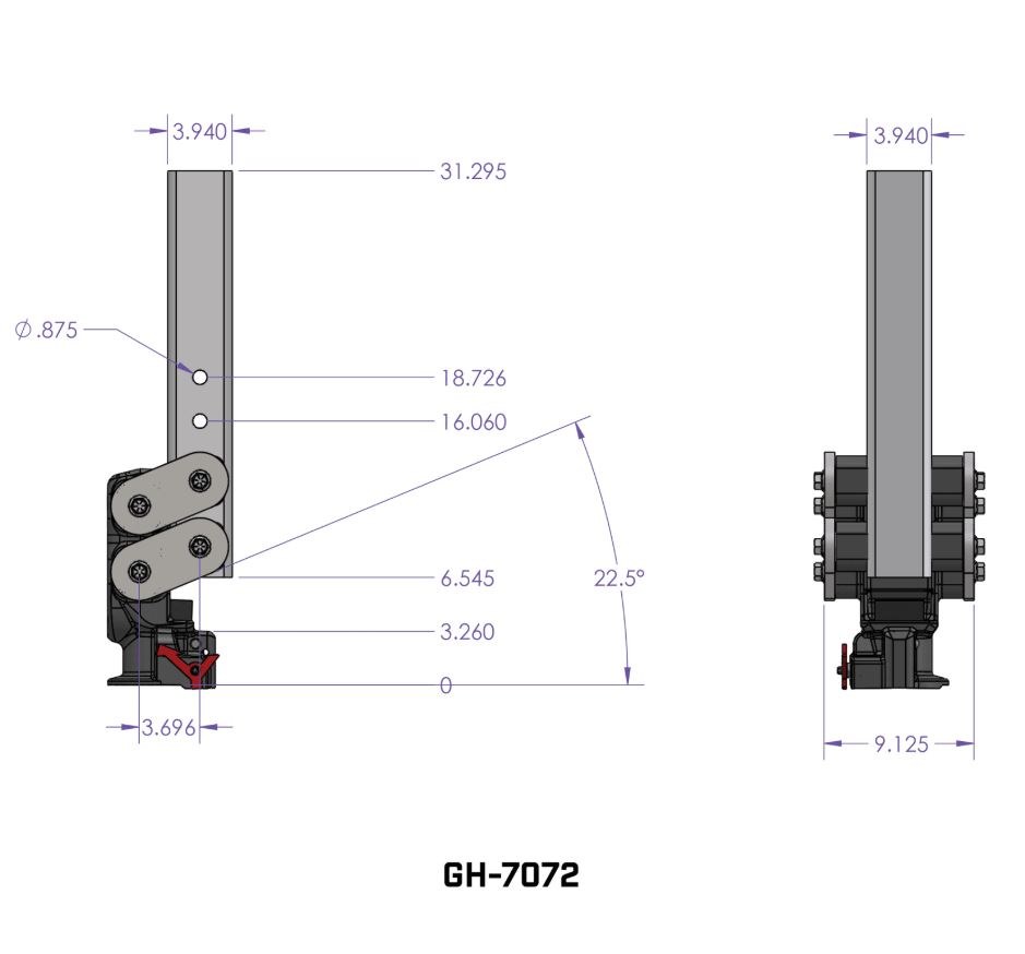 Gen-Y Hitch Gooseneck Trailer Coupler, Spartan™, 2-1/2 Inch Offset, 4 Inch Round Tube, 2-5/16 Inch Coupler, 25000 Gross Trailer Weight – GH-7082