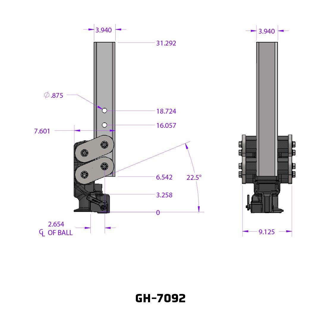 Gen-Y Hitch Gooseneck Trailer Coupler, Spartan™, Offset 4 Inch Square Tube, Accepts 2-5/16 Inch Ball – GH-7092