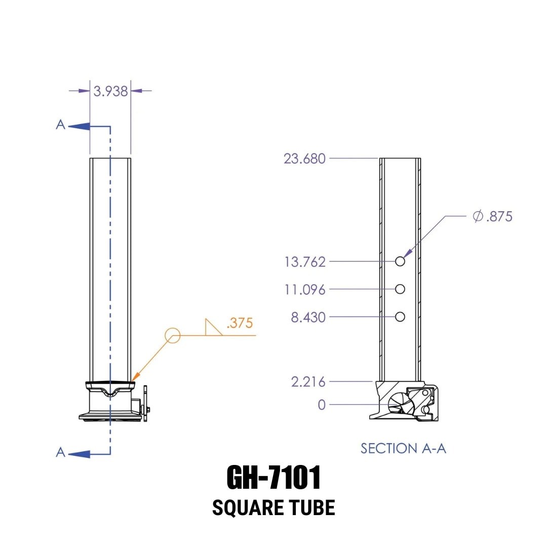 Gen-Y Hitch Gooseneck Trailer Coupler, Viking, Offset 4 Inch Square Tube, Accepts 2-5/16 Inch Ball – GH-7101