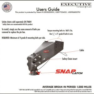 Gen-Y Hitch Gooseneck Trailer Coupler, Executive Torsion Flex, Use with Lippert 1621 and 1621 HD Rhino Box, For 2-5/16 Inch Ball – GH-8045AL