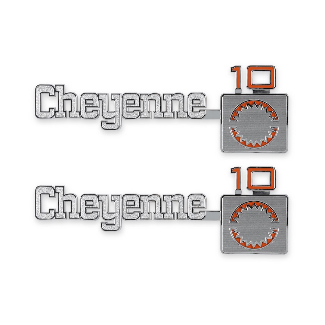 Holley Emblem, Cheyenne 10 Design, Fender, Silver/ Red, Set of 2, With Mounting Hardware – 04-539