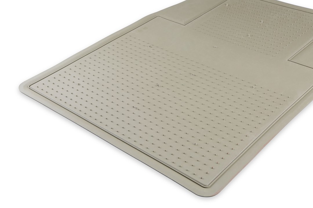 Holley Floor Mat, Tan, Direct-Fit, PVC Rubber, Set of 2, With GM Logo – 05-100TN