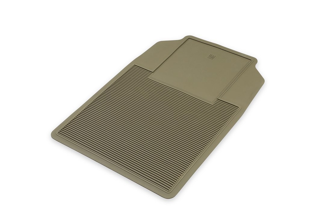 Holley Floor Mat, Tan, Direct-Fit, PVC Rubber, Set of 2, With GM Logo – 05-100TN