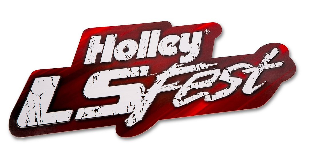 Holley Sign, 22 Inch Length X 9-1/2 Inch Width, Holley Ls Fest Logo, Red Background with White Lettering, Metal – 10133HOL