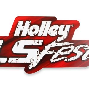 Holley Sign, 22 Inch Length X 9-1/2 Inch Width, Holley Ls Fest Logo, Red Background with White Lettering, Metal – 10133HOL