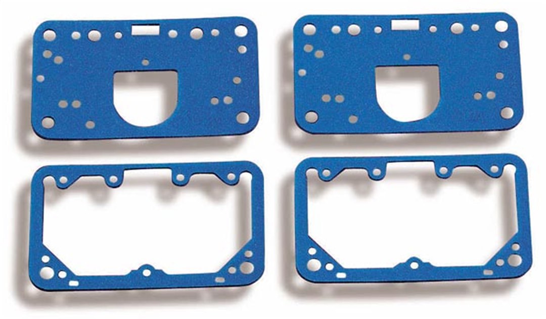 Holley Carburetor Metering Block Gasket, For Use with Holley Model 4150 Carburetors, Primary and Secondary, Blue, Non-Stick, Set of 2 Each – 108-200