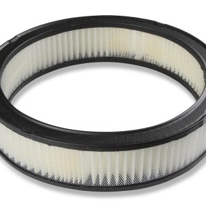 Holley Air Cleaner Assembly, 5-1/8 Inch Flange, 14 Inch Diameter, Round, Chrome, Aluminum, Holley Script, With Filter, With Hold Down Screw – 120-102