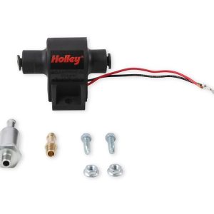 Holley Fuel Pump Electric, Mighty Mite, Up to 400 Horsepower, 7 PSI Maximum Pressure, With Filter/ Fittings/ Hardware – 12-427