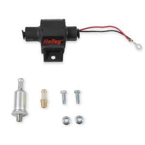 Holley Fuel Pump Electric, Mighty Mite, Up to 400 Horsepower, 7 PSI Maximum Pressure, With Filter/ Fittings/ Hardware – 12-427
