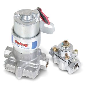 Holley Fuel Pump Electric, 110 Gph Free Flow and 95 Gph at 7 PSI, 14 PSI Maximum Pressure, With Regulator, 3/8 Inch NPT Inlet/Outlet – 12-802-1