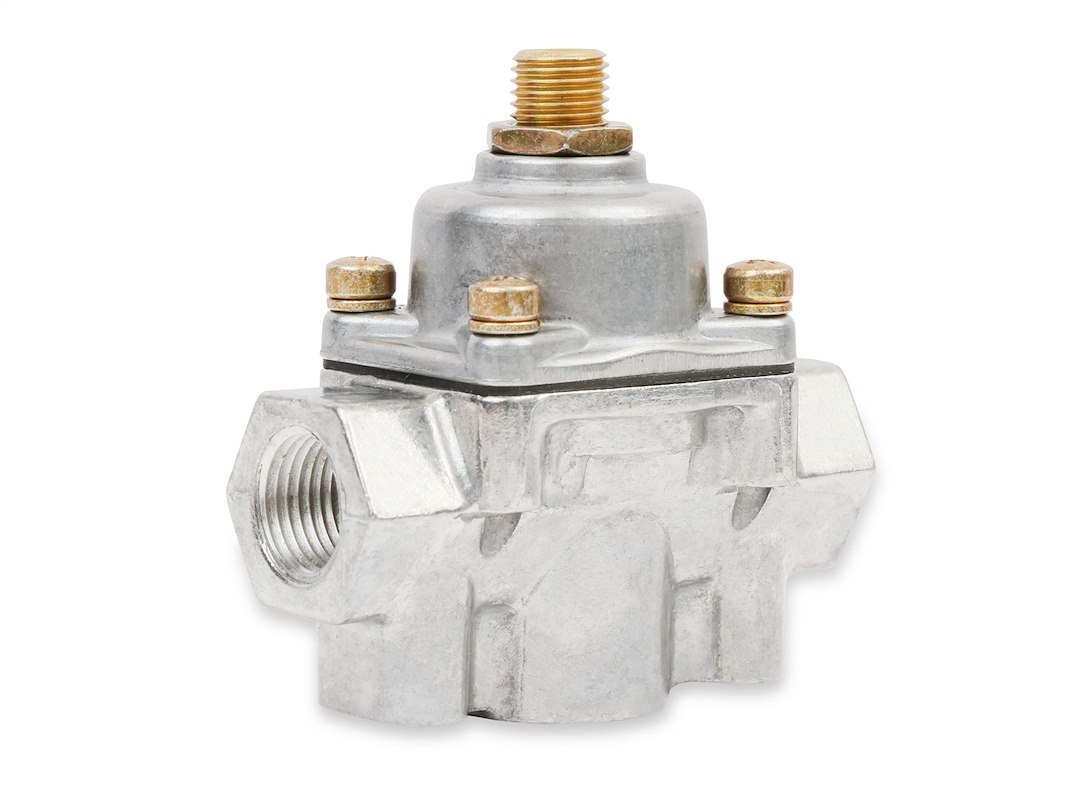 Holley Fuel Pressure Regulator, 4-1/2-9 PSI, 3/8 Inch NPT Inlet/Outlets, Gasoline, Natural, Aluminum, With Mounting Bracket – 12-803BP