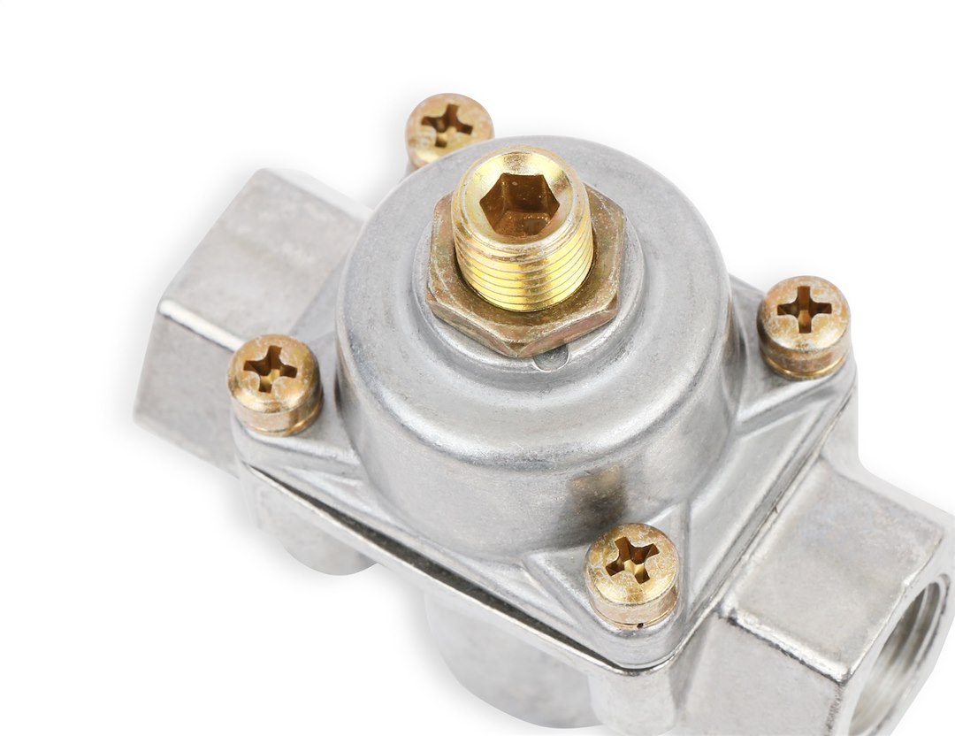 Holley Fuel Pressure Regulator, 4-1/2-9 PSI, 3/8 Inch NPT Inlet/Outlets, Gasoline, Natural, Aluminum, With Mounting Bracket – 12-803BP