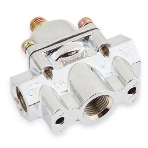 Holley Fuel Pressure Regulator, 1-4 PSI, 3/8 Inch NPT Inlet/Outlets, Gasoline, Satin Chrome, Aluminum, With Mounting Bracket – 12-804