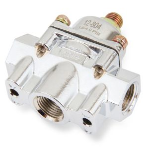 Holley Fuel Pressure Regulator, 1-4 PSI, 3/8 Inch NPT Inlet/Outlets, Gasoline, Satin Chrome, Aluminum, With Mounting Bracket – 12-804