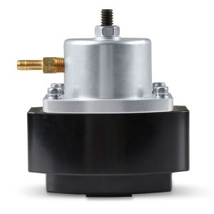 Holley Fuel Pressure Regulator, 40-70 PSI, One 8AN O-Ring Inlet/ One 8AN O-Ring Outlet/ One 6AN O-Ring Return, Gasoline, Black Anodized – 12-846