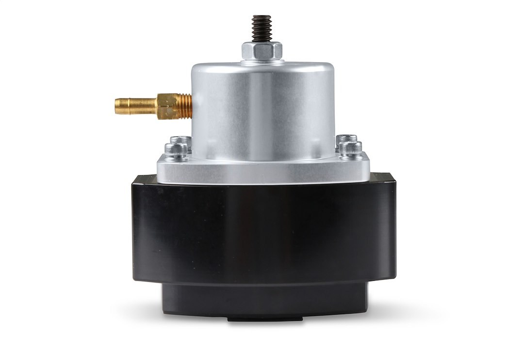 Holley Fuel Pressure Regulator, 40-70 PSI, One 8AN O-Ring Inlet/ One 8AN O-Ring Outlet/ One 6AN O-Ring Return, Gasoline, Black Anodized – 12-846