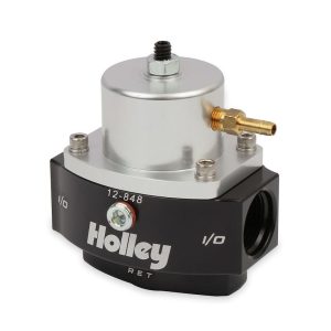 Holley Fuel Pressure Regulator, Dominator ™, 40-70 PSI, 10AN O-Ring Inlet/ 10AN O-Ring Outlet/ 8AN O-Ring Return, Gasoline, Satin Chrome – 12-848
