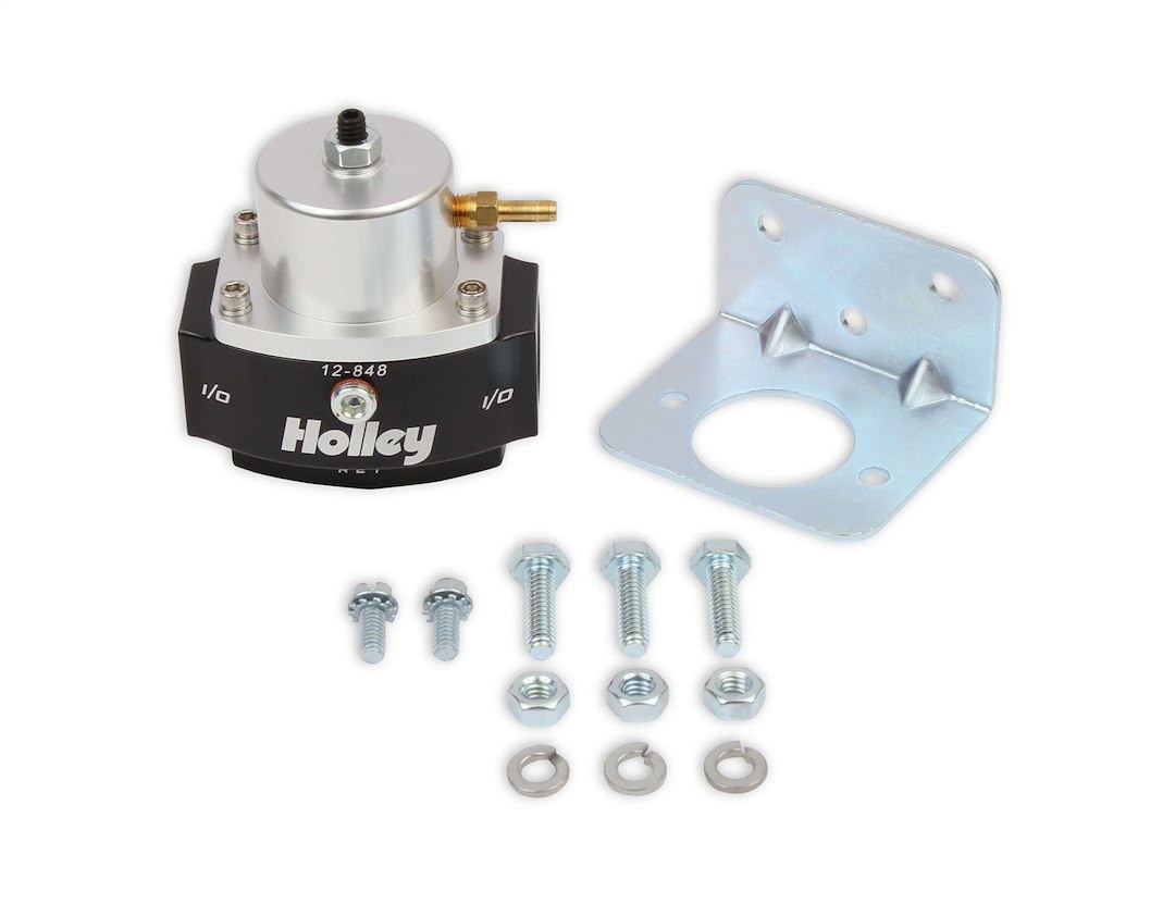 Holley Fuel Pressure Regulator, Dominator ™, 40-70 PSI, 10AN O-Ring Inlet/ 10AN O-Ring Outlet/ 8AN O-Ring Return, Gasoline, Satin Chrome – 12-848