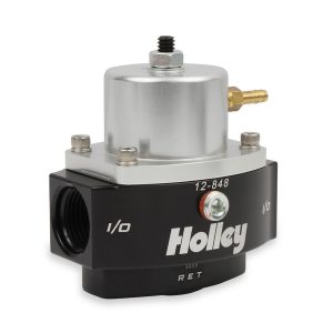 Holley Fuel Pressure Regulator, Dominator ™, 40-70 PSI, 10AN O-Ring Inlet/ 10AN O-Ring Outlet/ 8AN O-Ring Return, Gasoline, Satin Chrome – 12-848