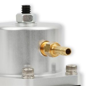 Holley Fuel Pressure Regulator, Dominator ™, 40-70 PSI, 10AN O-Ring Inlet/ 10AN O-Ring Outlet/ 8AN O-Ring Return, Gasoline, Satin Chrome – 12-848