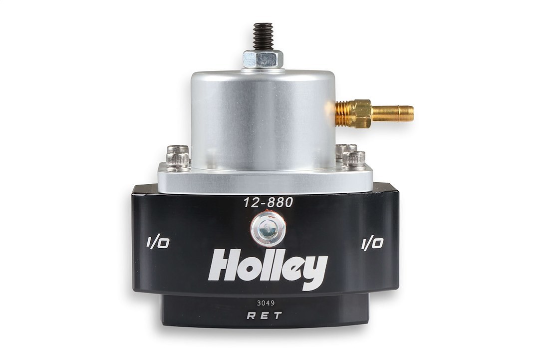 Holley Fuel Pressure Regulator, 4-65 PSI, 6AN O-Ring Inlet/ 6AN O-Ring Outlet/ 6AN O-Ring Return, Boost Reference 1:1 – 12-880