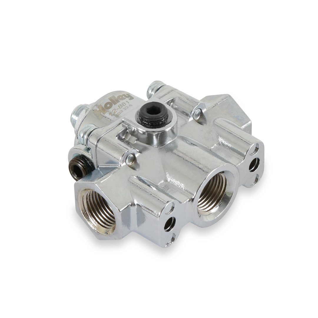 Holley Fuel Pressure Regulator, 4.5-9 PSI, 3/8 Inch NPT Inlet/ Outlet, Gasoline, Chrome Plated, Aluminum – 12-881