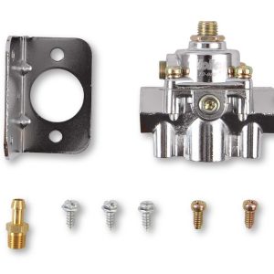 Holley Fuel Pressure Regulator, 15-60 PSI, 3/8 Inch NPT Inlet/ Outlet, Gasoline, Chrome Plated, Aluminum – 12-882