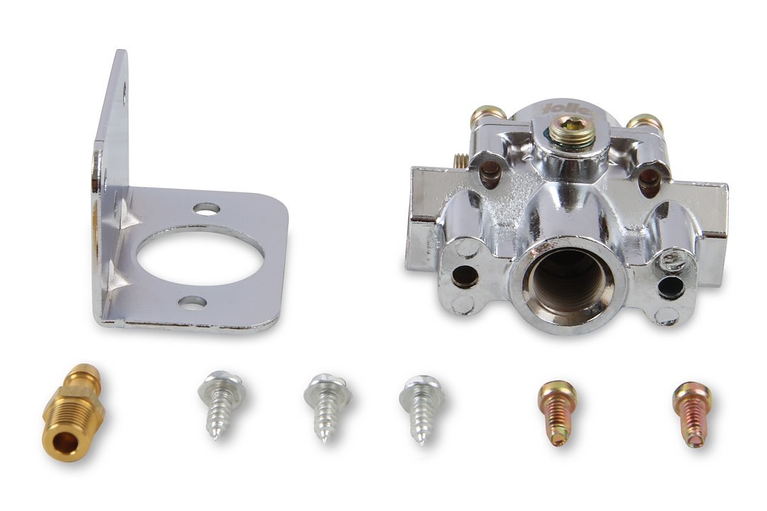 Holley Fuel Pressure Regulator, 15-60 PSI, 3/8 Inch NPT Inlet/ Outlet, Gasoline, Chrome Plated, Aluminum – 12-882