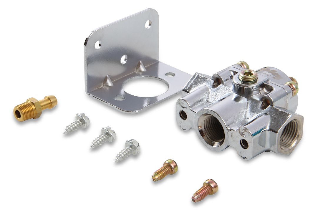 Holley Fuel Pressure Regulator, 15-60 PSI, 3/8 Inch NPT Inlet/ Outlet, Gasoline, Chrome Plated, Aluminum – 12-882
