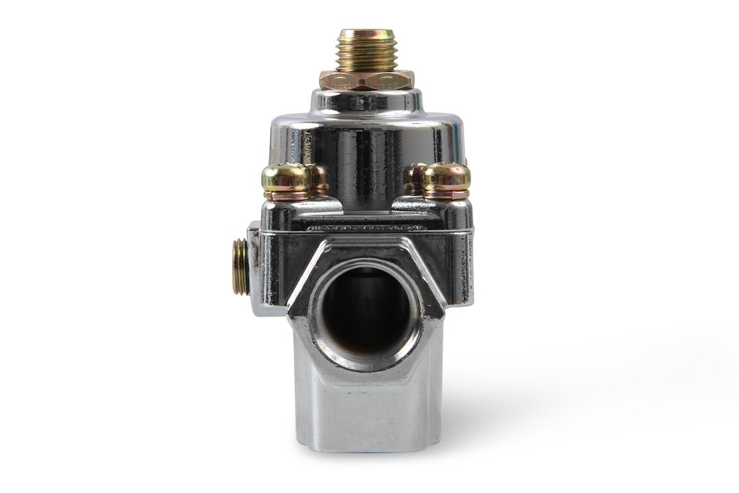 Holley Fuel Pressure Regulator, 15-60 PSI, 3/8 Inch NPT Inlet/ Outlet, Gasoline, Chrome Plated, Aluminum – 12-882