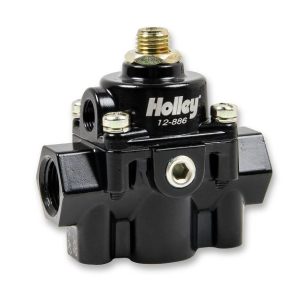 Holley Fuel Pressure Regulator, 15-60 PSI, 3/8 Inch NPT Inlet/ Outlet, Gasoline, Black, Aluminum – 12-886