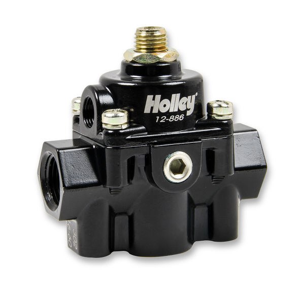 Holley Fuel Pressure Regulator, 15-60 PSI, 3/8 Inch NPT Inlet/ Outlet, Gasoline, Black, Aluminum – 12-886
