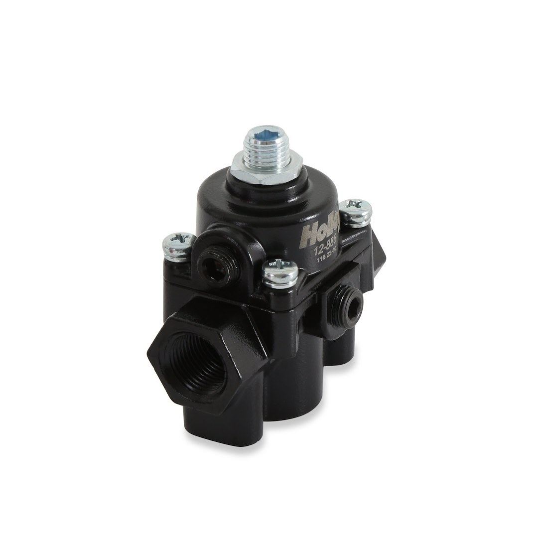 Holley Fuel Pressure Regulator, 15-60 PSI, 3/8 Inch NPT Inlet/ Outlet, Gasoline, Black, Aluminum – 12-886