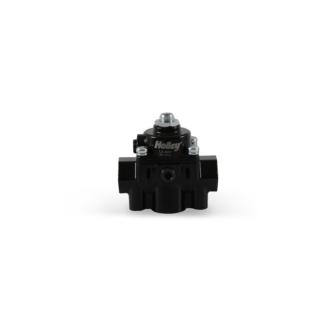 Holley Fuel Pressure Regulator, 4.5-9 PSI, 3/8 Inch NPT Inlet/ Outlet, Gasoline, Black, Aluminum – 12-887