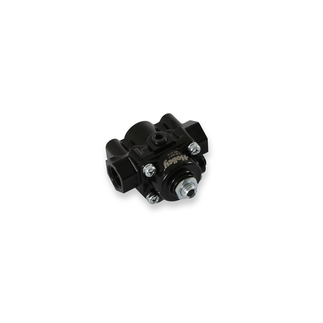 Holley Fuel Pressure Regulator, 4.5-9 PSI, 3/8 Inch NPT Inlet/ Outlet, Gasoline, Black, Aluminum – 12-887