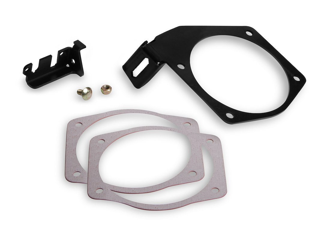 Holley Carburetor Throttle Cable Bracket, For Use with 105MM Throttle on OEM or Fast Car Style Intakes, Black, With Gaskets – 20-148