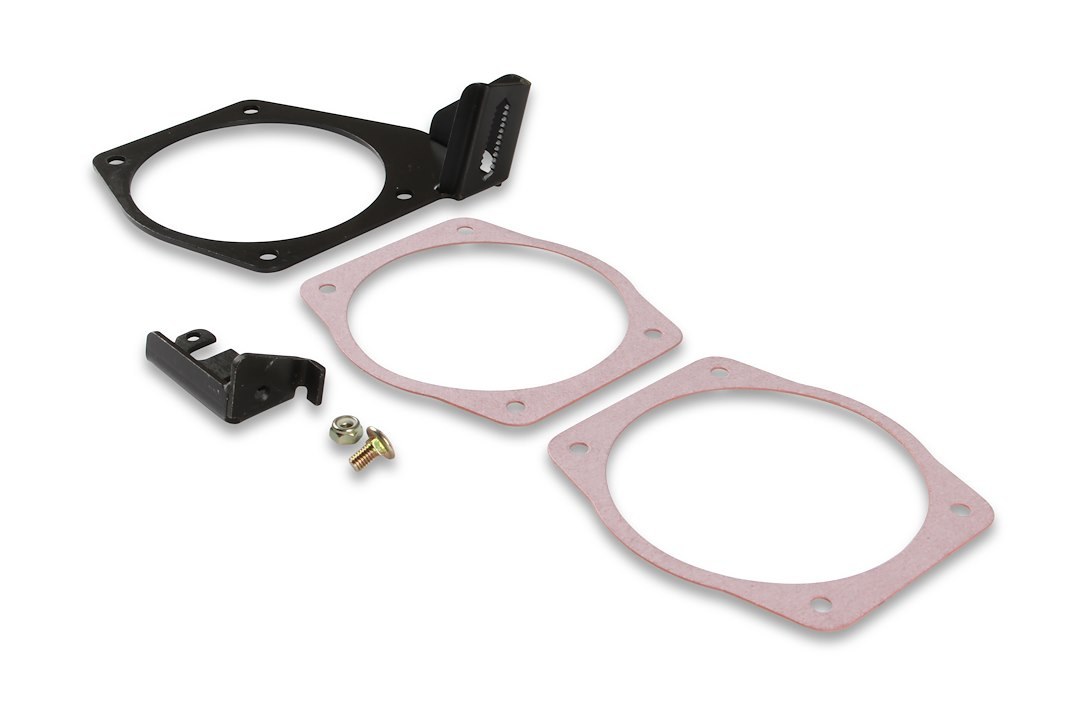 Holley Carburetor Throttle Cable Bracket, For Use with 105MM Throttle on OEM or Fast Car Style Intakes, Black, With Gaskets – 20-148