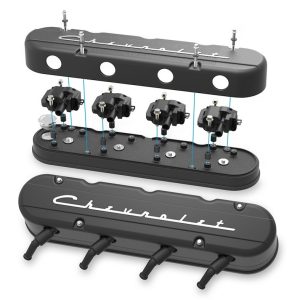 Holley Valve Cover, For Use with GM Ls Engines, 2 Piece Design to Mount and Hide Coils Under the Top Half, With Billet Aluminum Oil Fill Cap – 241-177