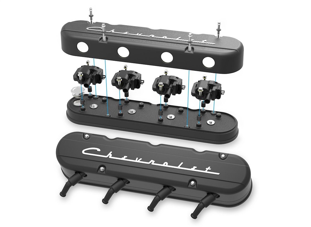 Holley Valve Cover, For Use with GM Ls Engines, 2 Piece Design to Mount and Hide Coils Under the Top Half, With Billet Aluminum Oil Fill Cap – 241-177