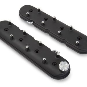 Holley Valve Cover, For Use with GM Ls Engines, With Billet Aluminum Oil Fill Cap, With OEM Style Baffle, Black, Set of 2 – 241-91