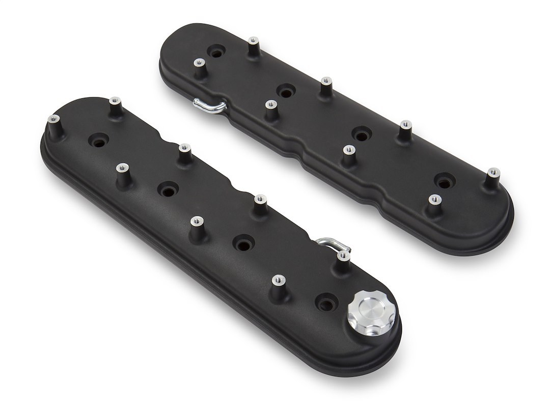 Holley Valve Cover, For Use with GM Ls Engines, With Billet Aluminum Oil Fill Cap, With OEM Style Baffle, Black, Set of 2 – 241-91