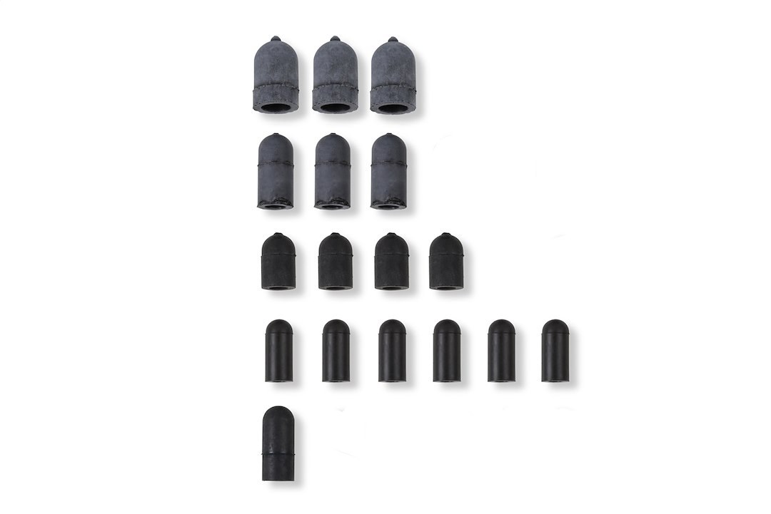 Holley Vacuum Cap, Selection of Different Sizes, Black, Rubber, Set of 17 – 26-105