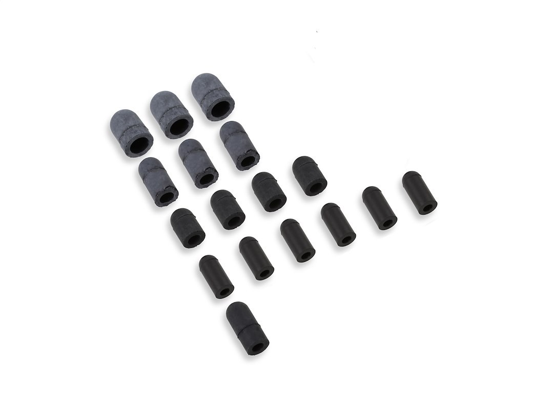 Holley Vacuum Cap, Selection of Different Sizes, Black, Rubber, Set of 17 – 26-105