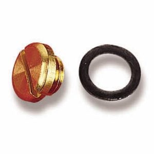 Holley Carburetor Float Bowl Sight Plug, Solid, Brass, Set of 2, With Rubber Gasket – 26-13