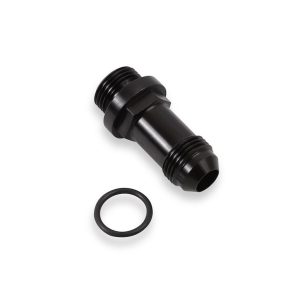 Holley Carburetor Fuel Inlet Fitting, For Use with 4150 Ultra Hp Fuel Bowl, 8AN Hose Size, 8AN O-Ring Thread Size, Black Anodized, Single – 26-153-1