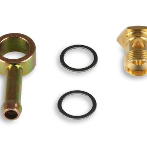 Holley Carburetor Fuel Inlet Fitting, Universal, 5/16 Inch Hose Size, 9/16 Inch-24 Thread Size, Gold Iridited, Single/ Swivel Fitting – 26-25
